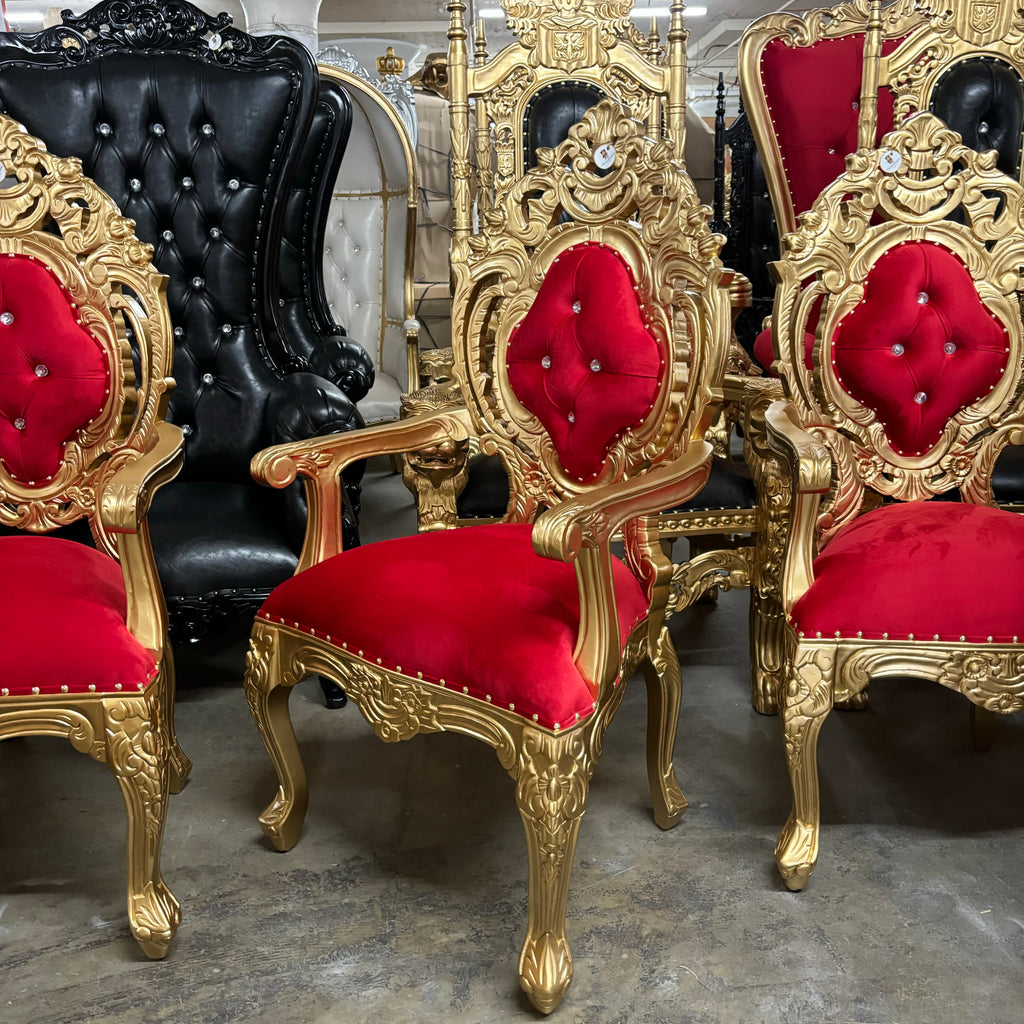 "Ophelia" Dining Chair - Red Velvet / Gold