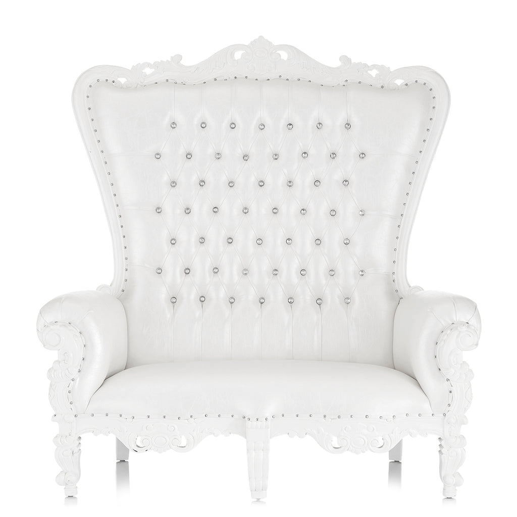"Queen Tiffany" Love Seat Throne - White / White