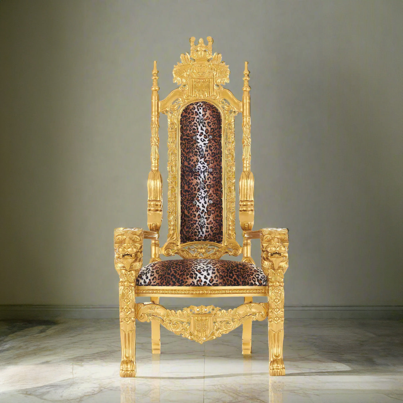 King David Lion Throne Chair - Velvet