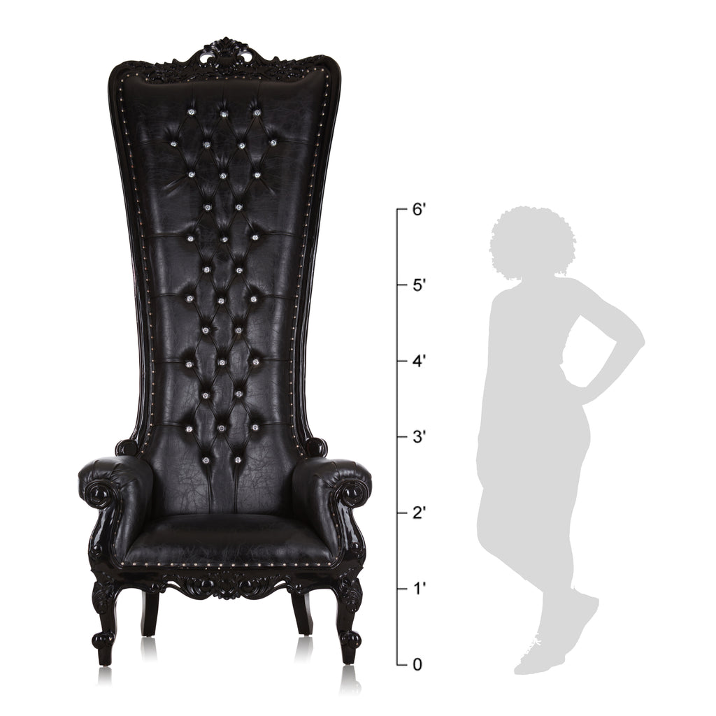 "Queen Tiffany 108""  Throne Chair - Black / Black