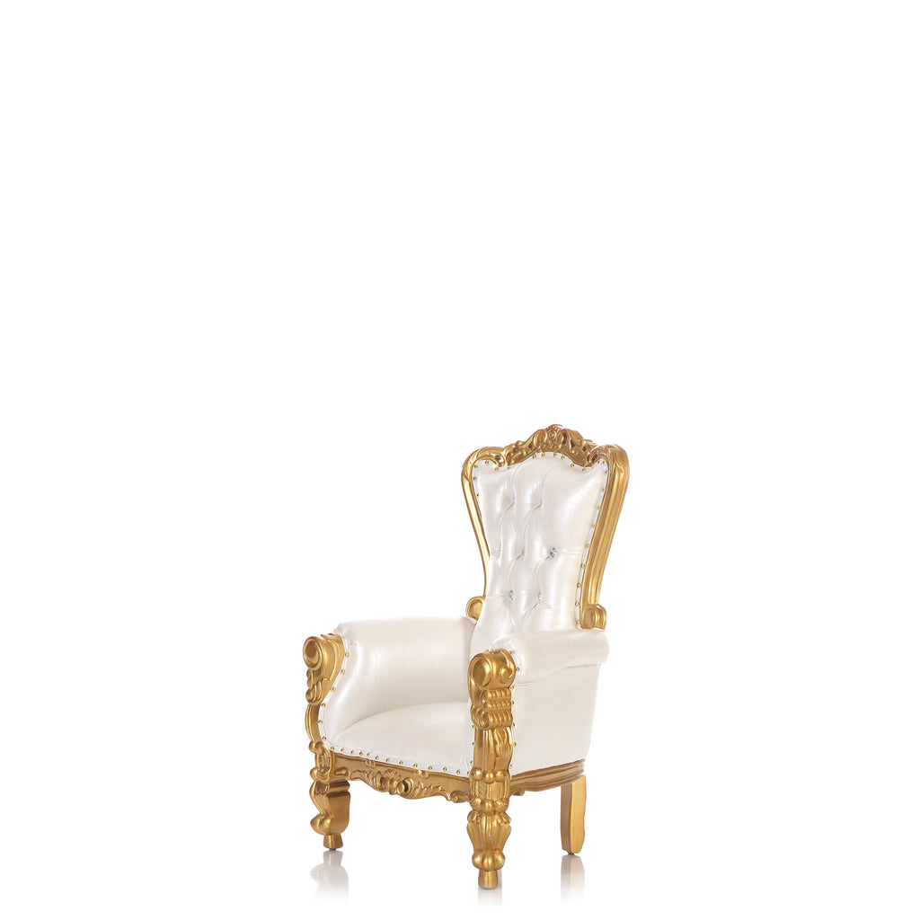 "Mini Tiffany 36" Kids Throne Chair - White / Gold