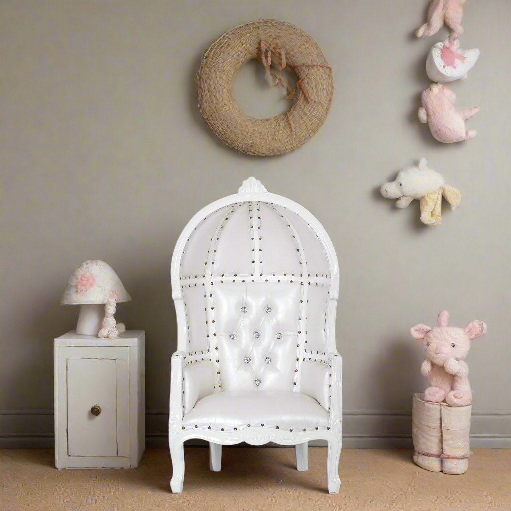 Hooded Mini Canopy Kids Throne Chair