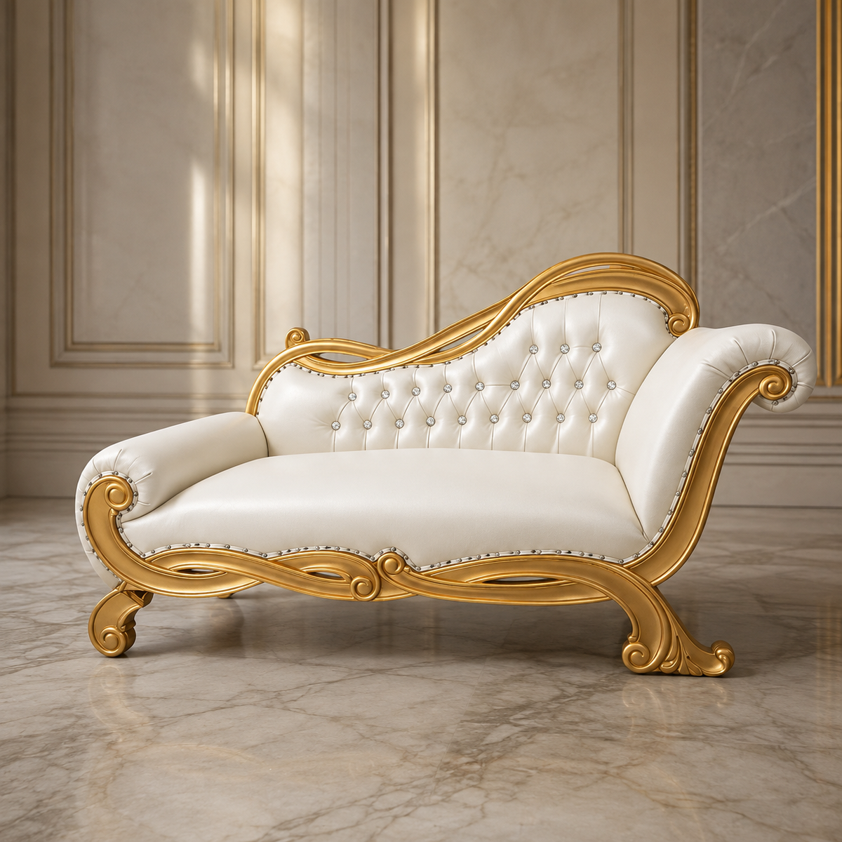 Chaise longue Royal "Yelena" - Oro / Blanco