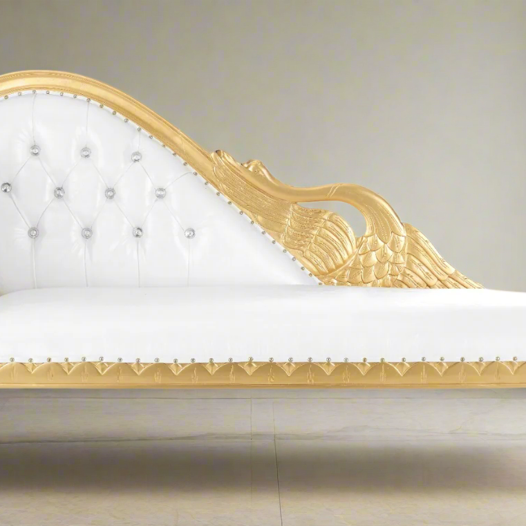 Chaise longue Royal "Swan" - Blanco/Dorado