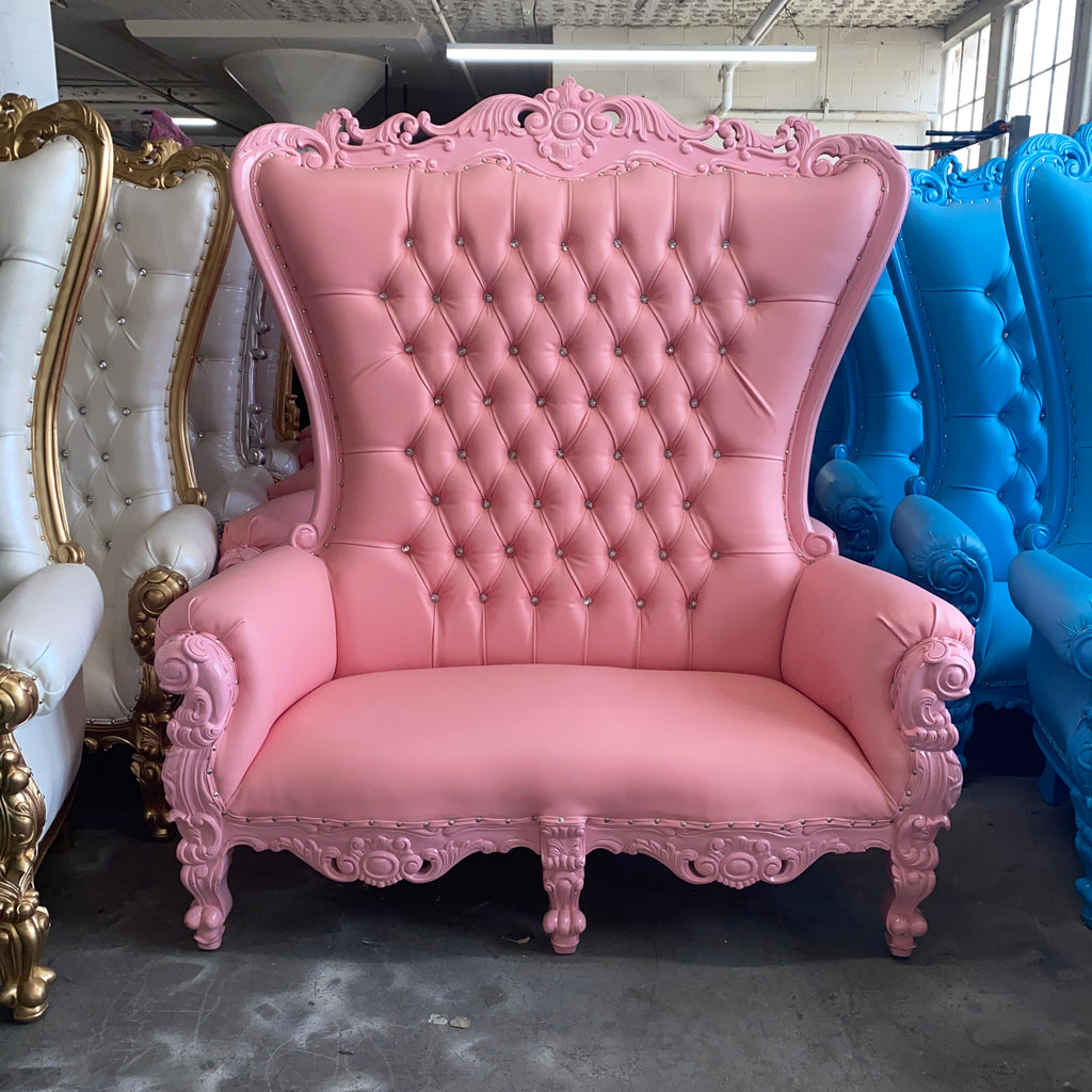 "Queen Tiffany" Love Seat Throne - Baby Pink / Baby Pink