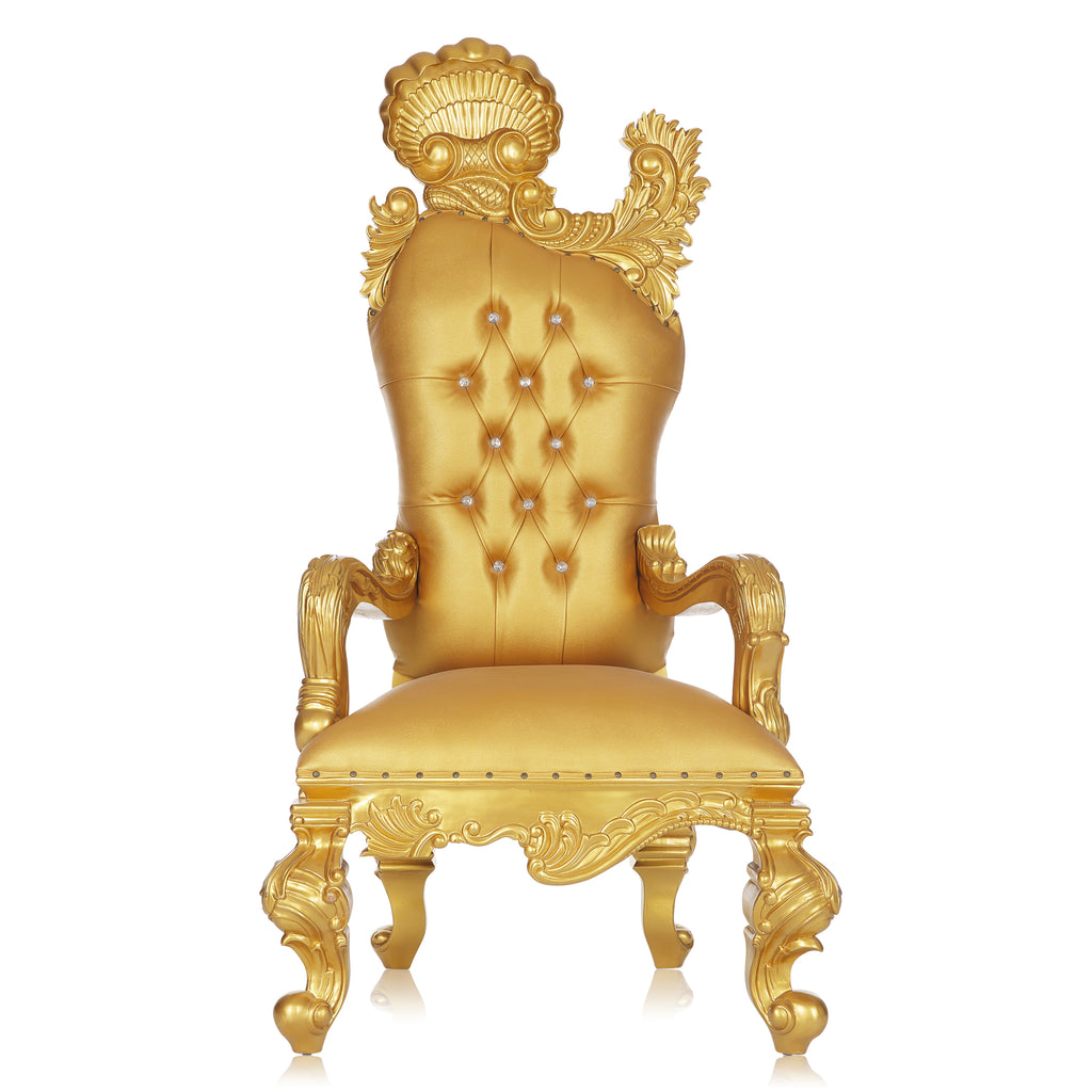 "Leandra" Royal Throne Chair - Gold / Gold