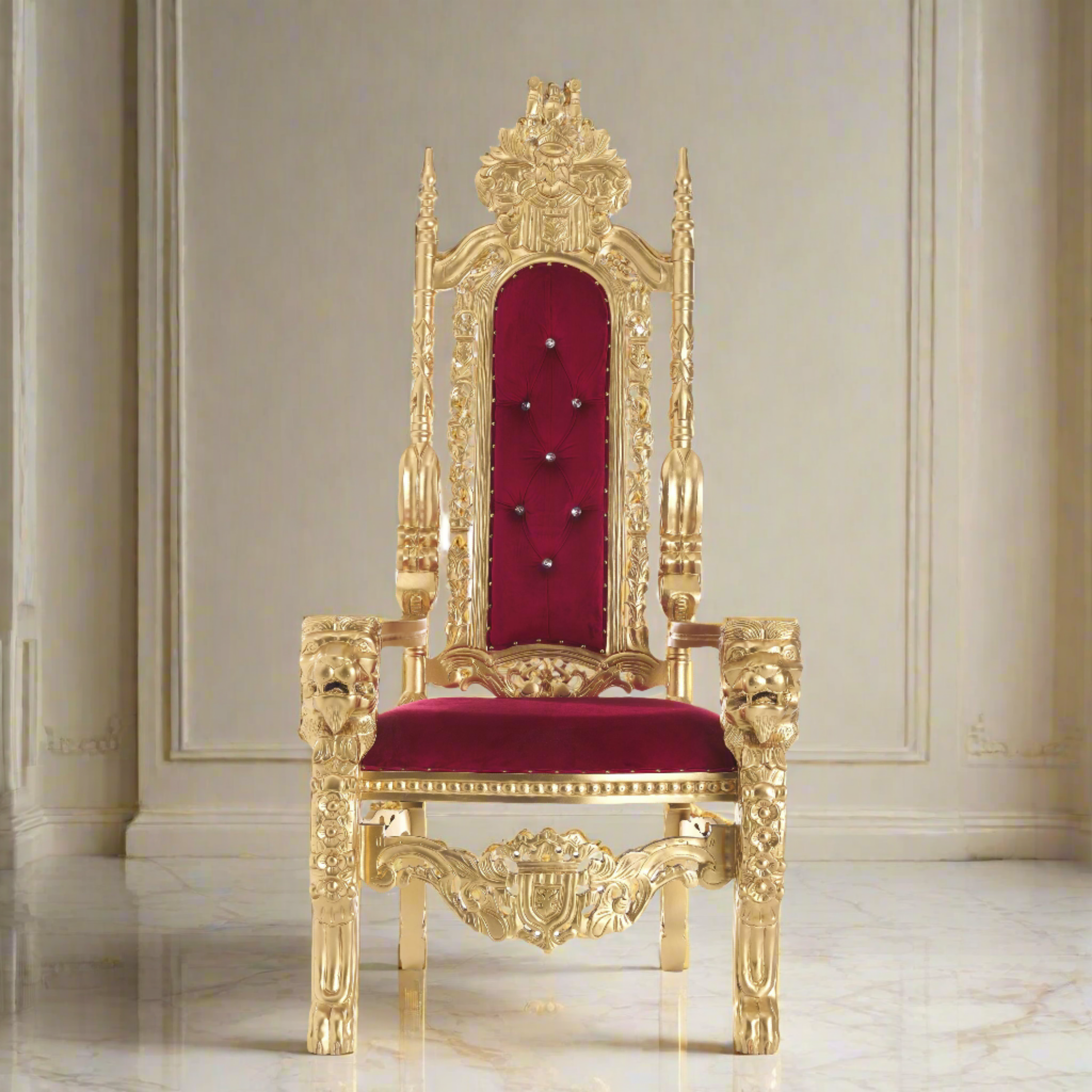 King David Lion Throne Chair - Velvet