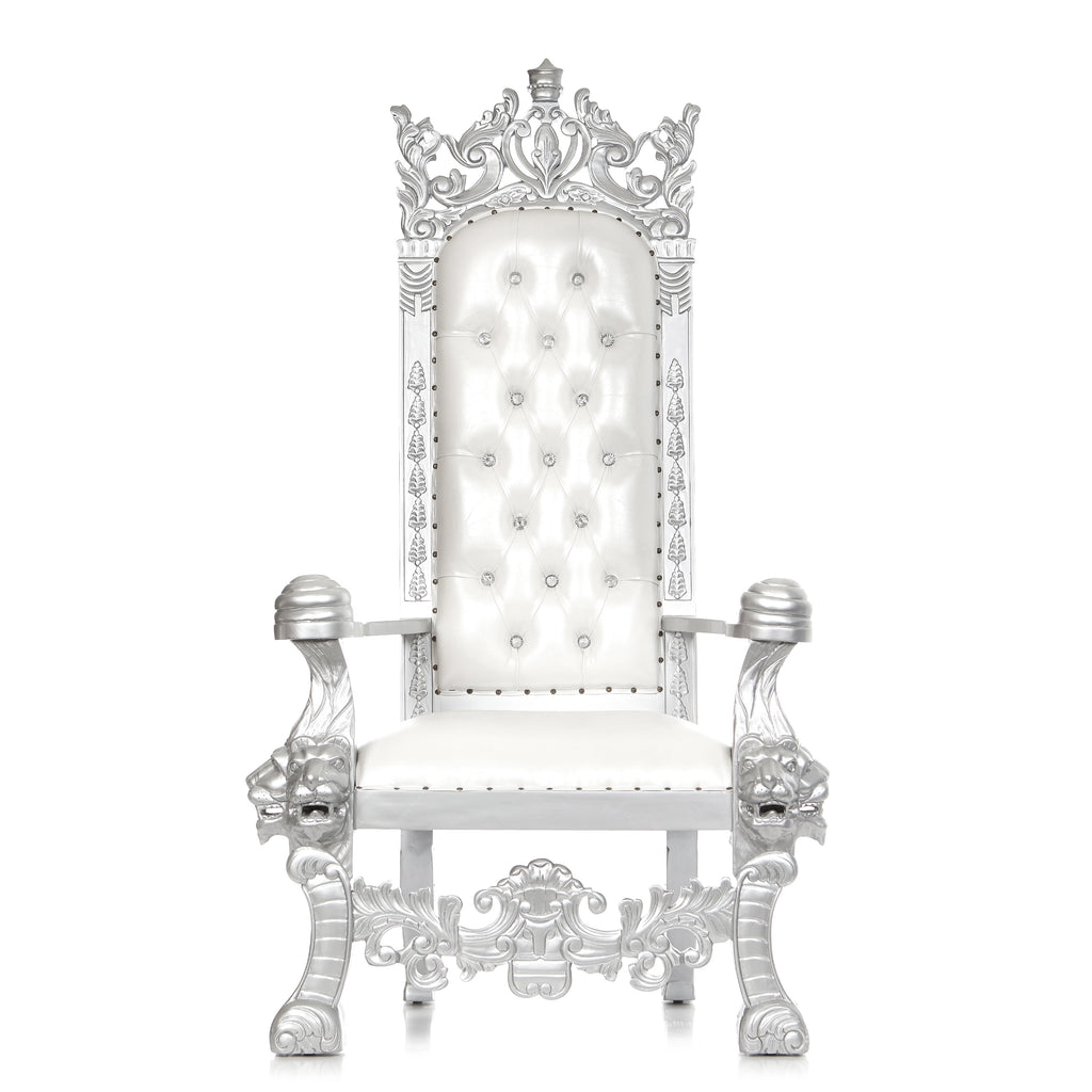 "King Solomon" Royal Throne Chair - White / Silver