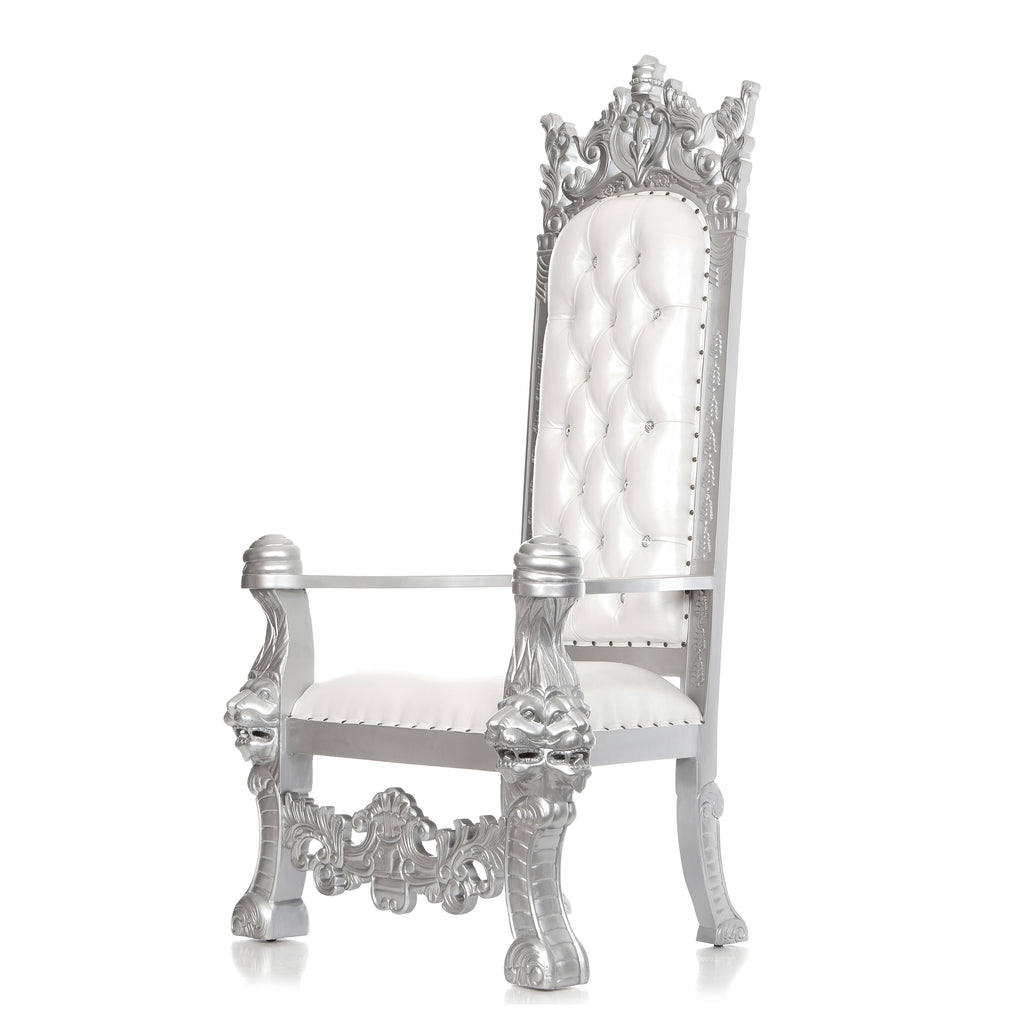 "King Solomon" Royal Throne Chair - White / Silver