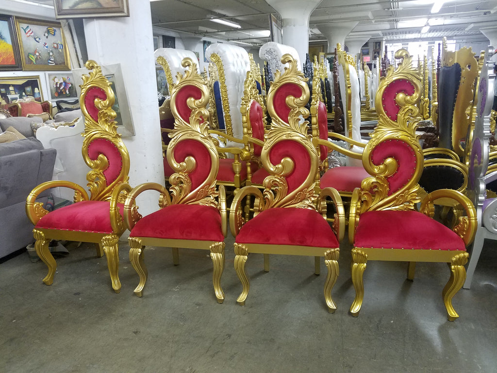 "Serpentine" Throne Chair - Red / Gold