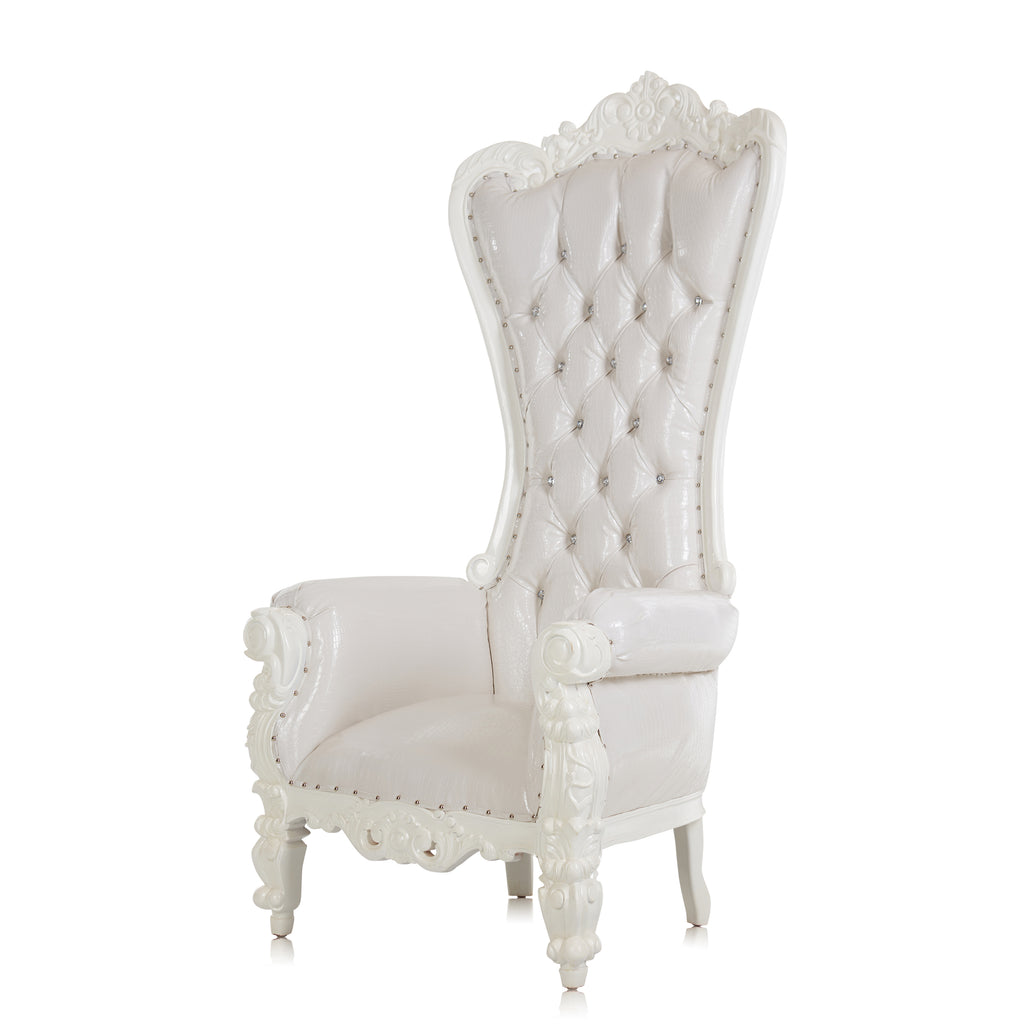 "Queen Tiffany 2.0" Throne Chair - White Croc Print / White
