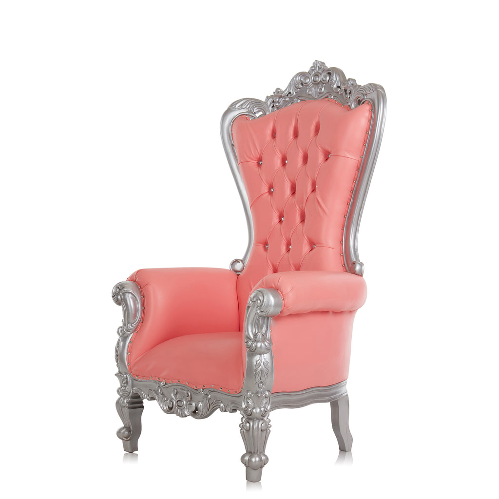 "Queen Tiffany 63" Throne Chair - Pink / Silver