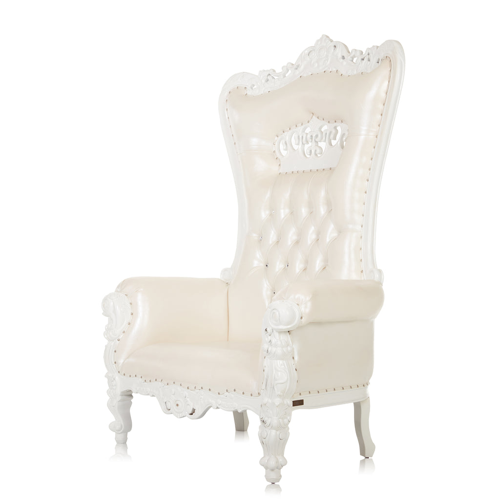 "Crown Tiffany" Extra Wide Throne Chair - White / White