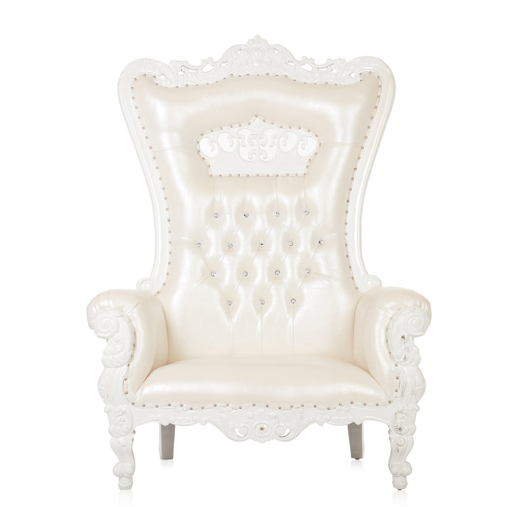 "Crown Tiffany" Extra Wide Throne Chair - White / White
