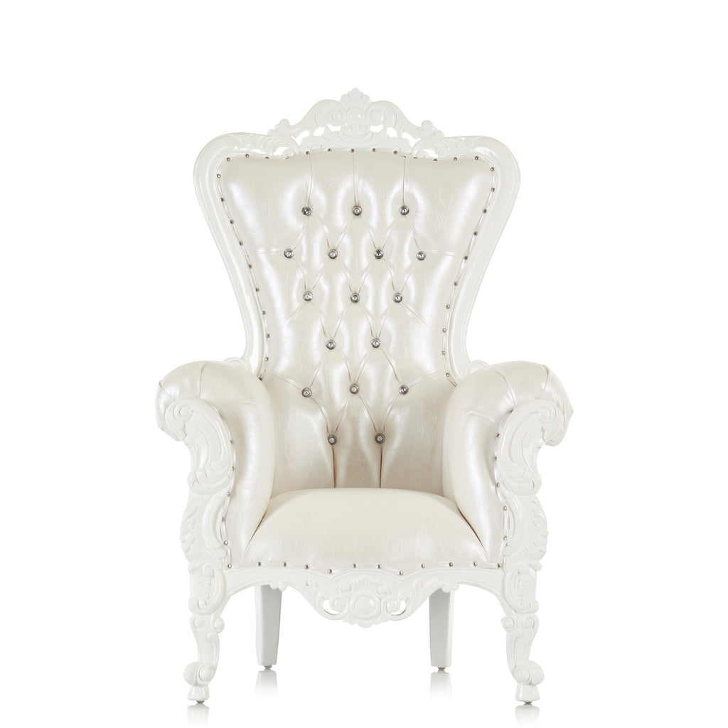 "Queen Tiffany 59" Throne Chair - White / White