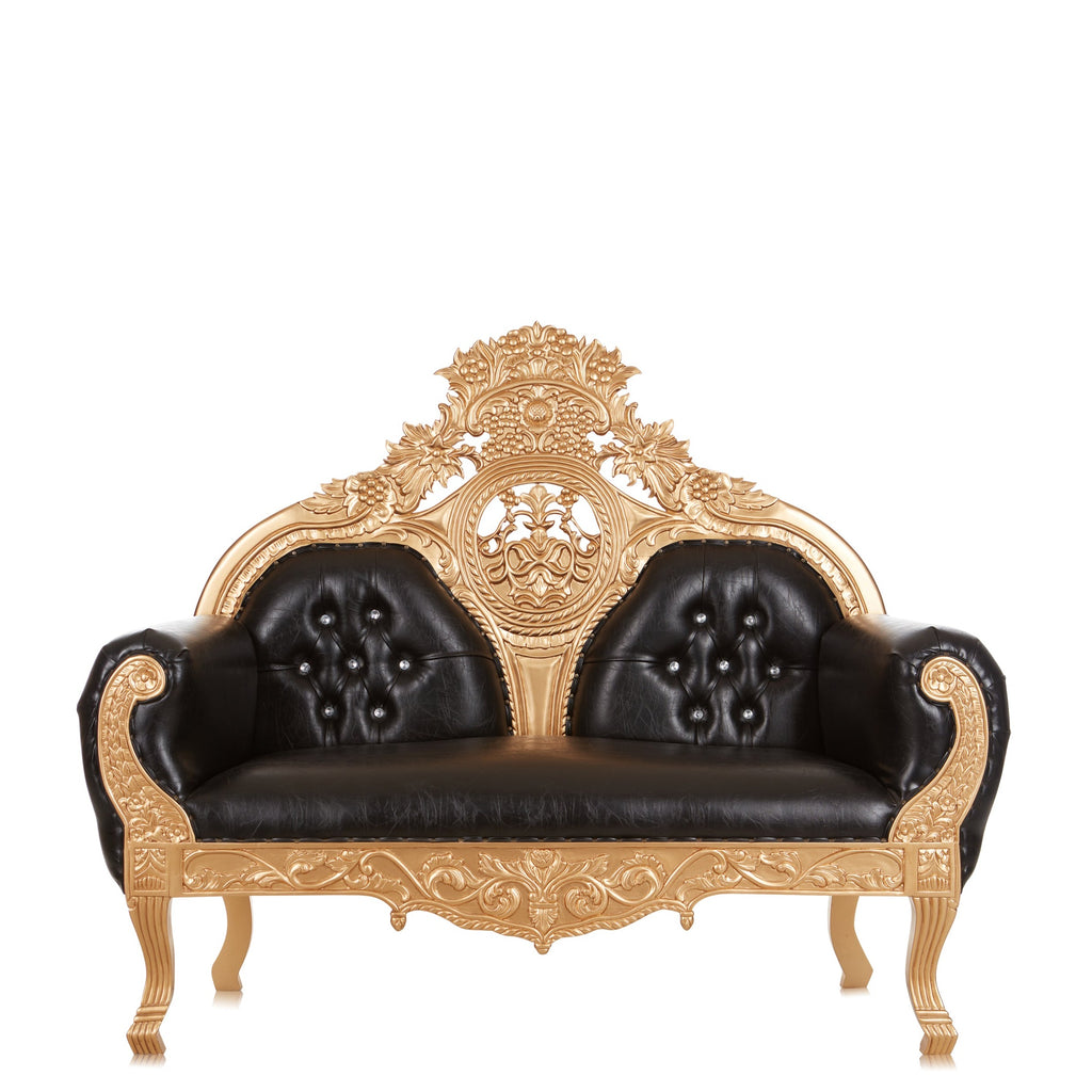 "Queen Anne" Royal Love Seat - Black / Gold