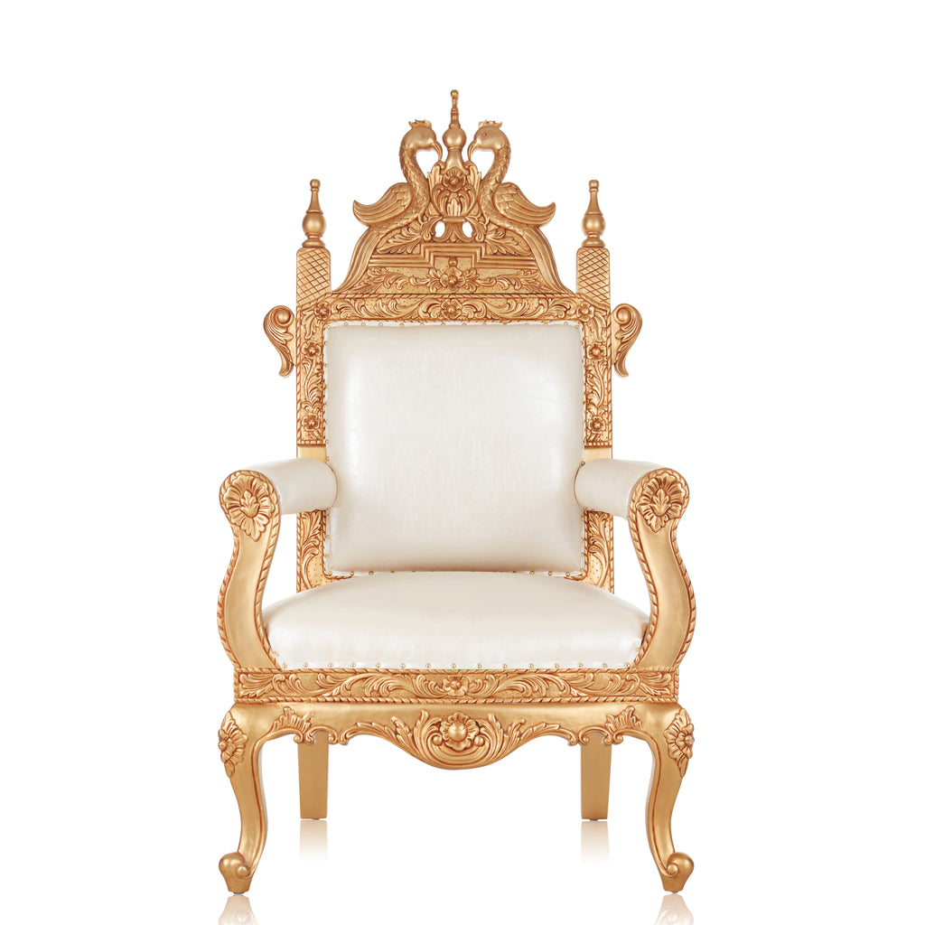 "Midevil" Throne Chair - White / Gold