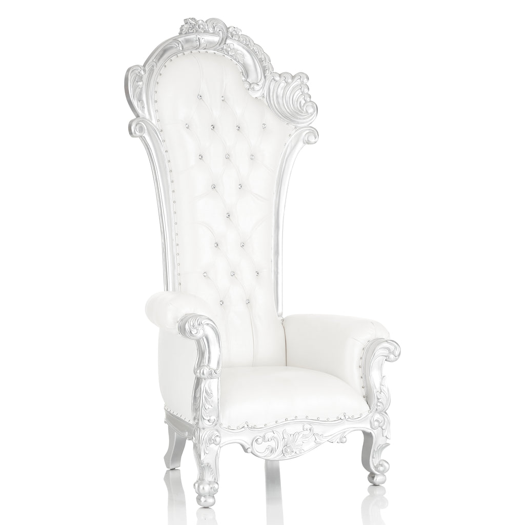 "Stellara" Throne Chair - White / Silver