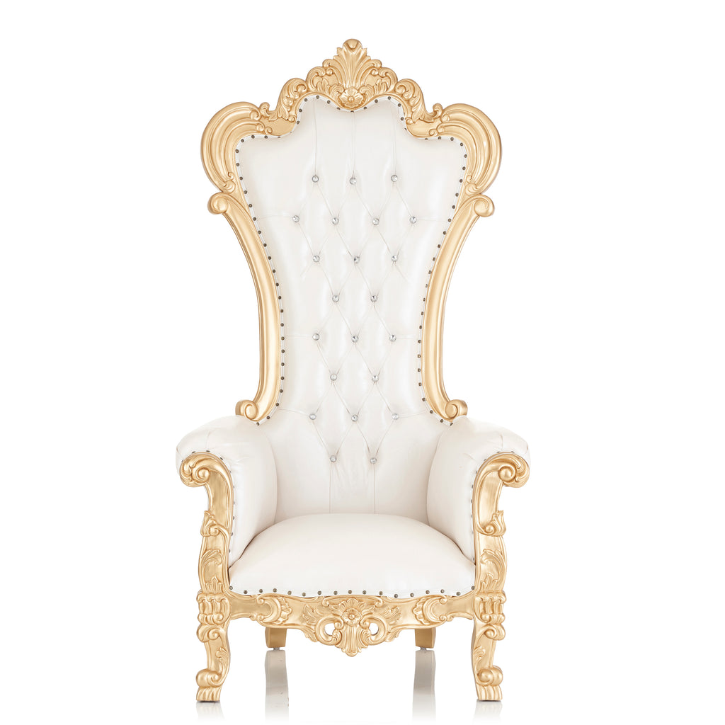 "Dania" Throne Chair - White / Gold