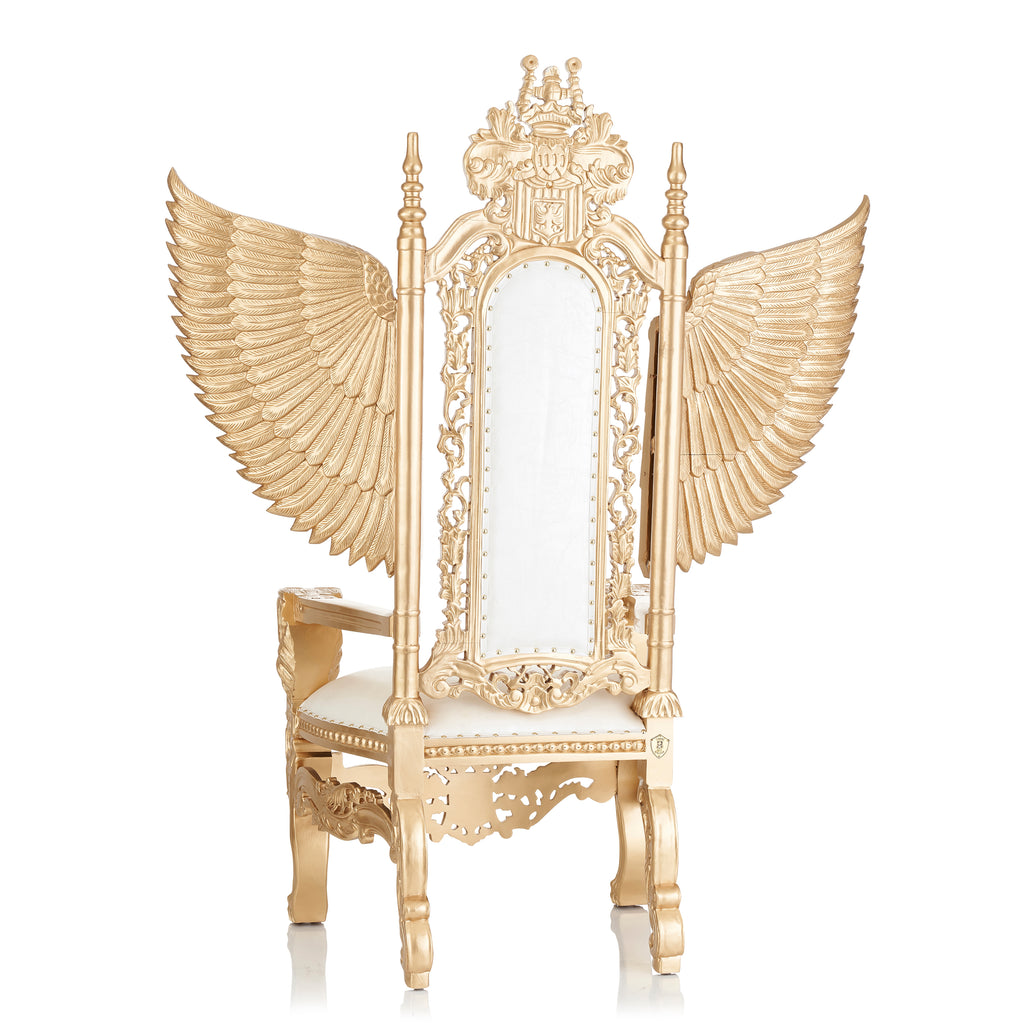 "King David" Angelic Lion Throne Chair - White / Gold