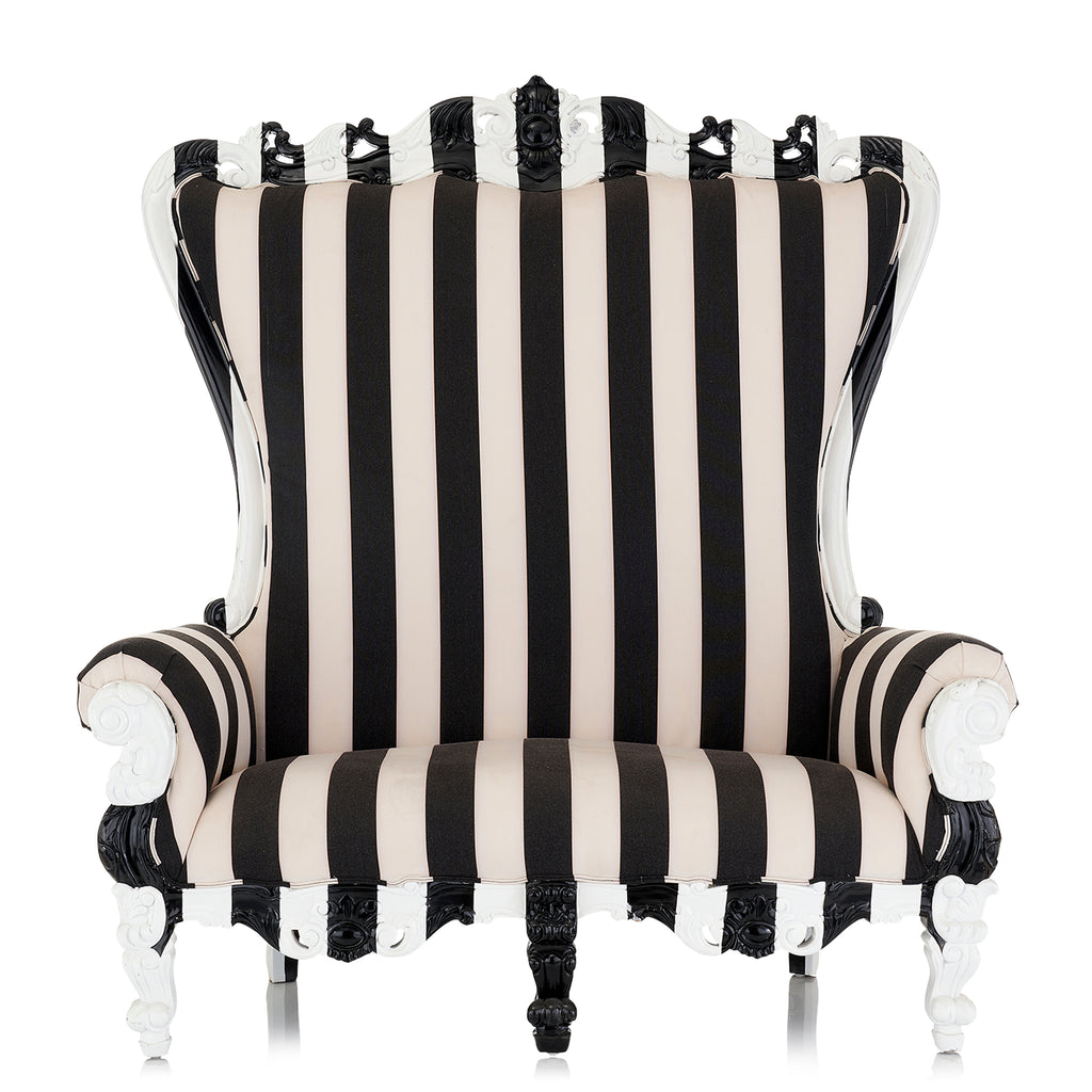 "Queen Tiffany" Love Seat Throne Chair - Black / White Stripes