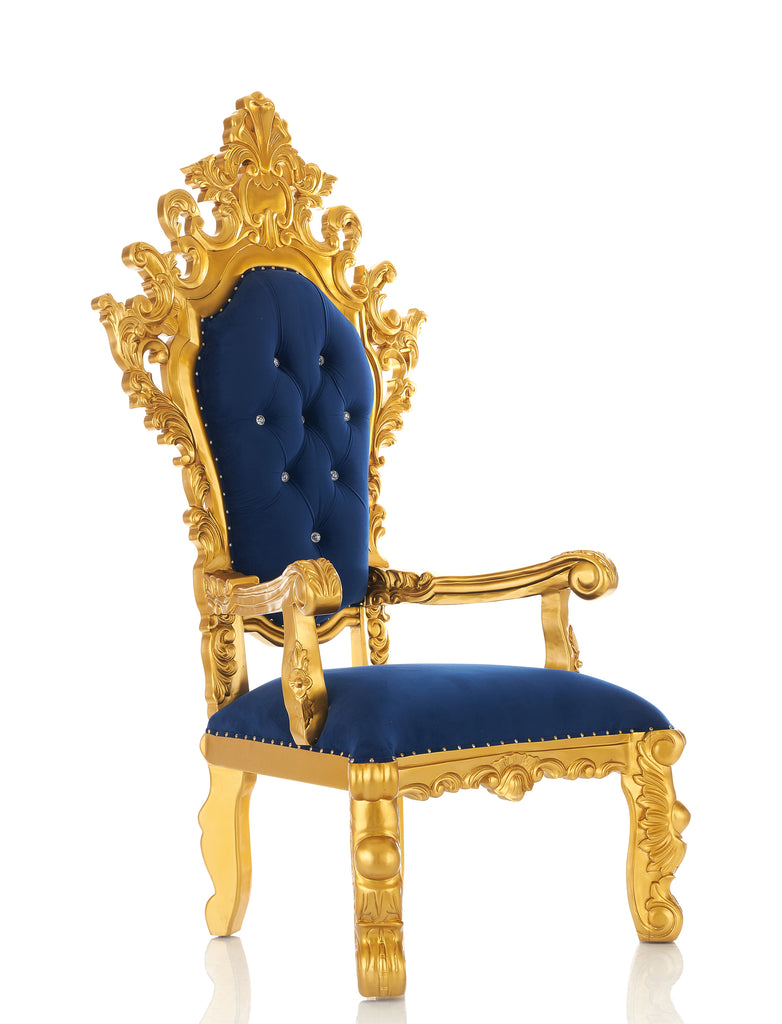"King Darius" Royal Throne Chair - Royal Blue / Gold