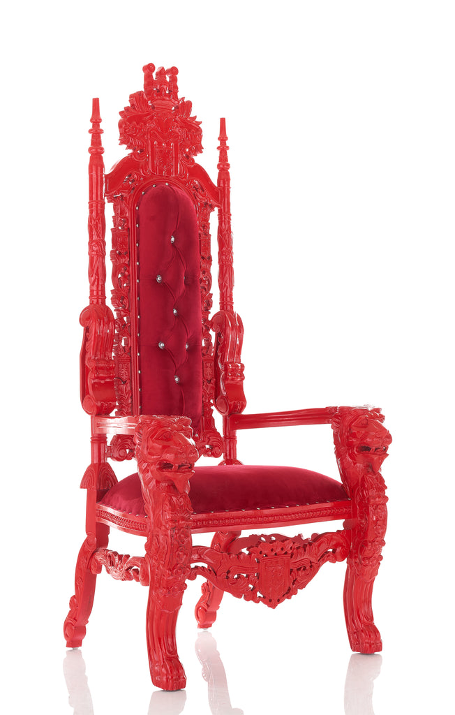 "King David" Lion Throne Chair - Red Velvet / Red
