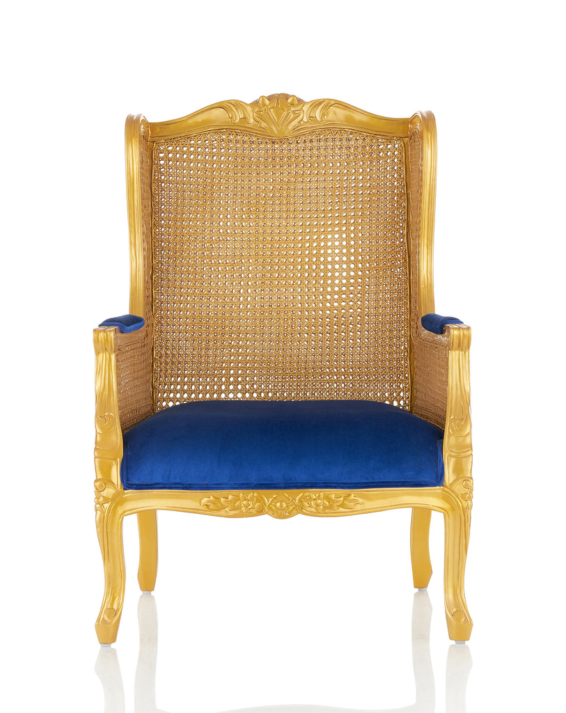 "Carrera" Lounge Chair - Blue Velvet / Gold