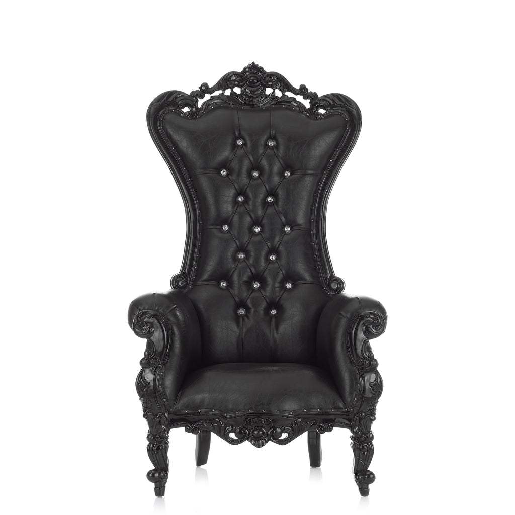 "Queen Tiffany 63" Throne Chair - Black / Black
