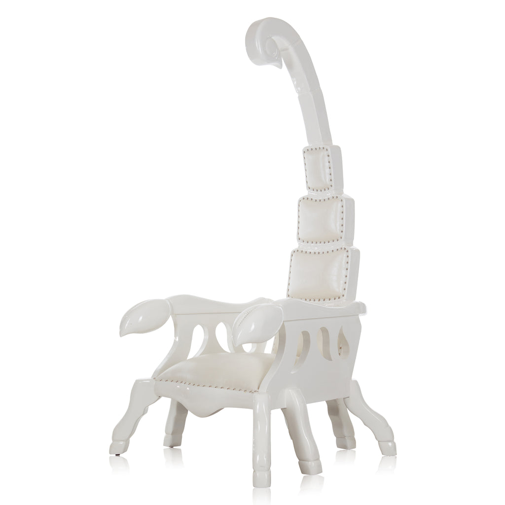 "Emperor Scorpion" 80” Throne Chair - White / White