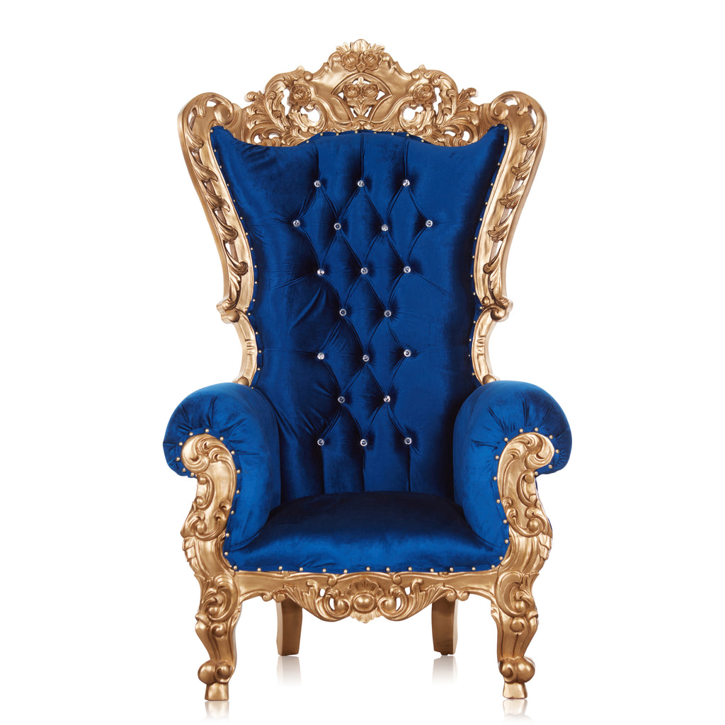 "Queen Venus" Throne Chair - Blue Velvet / Gold