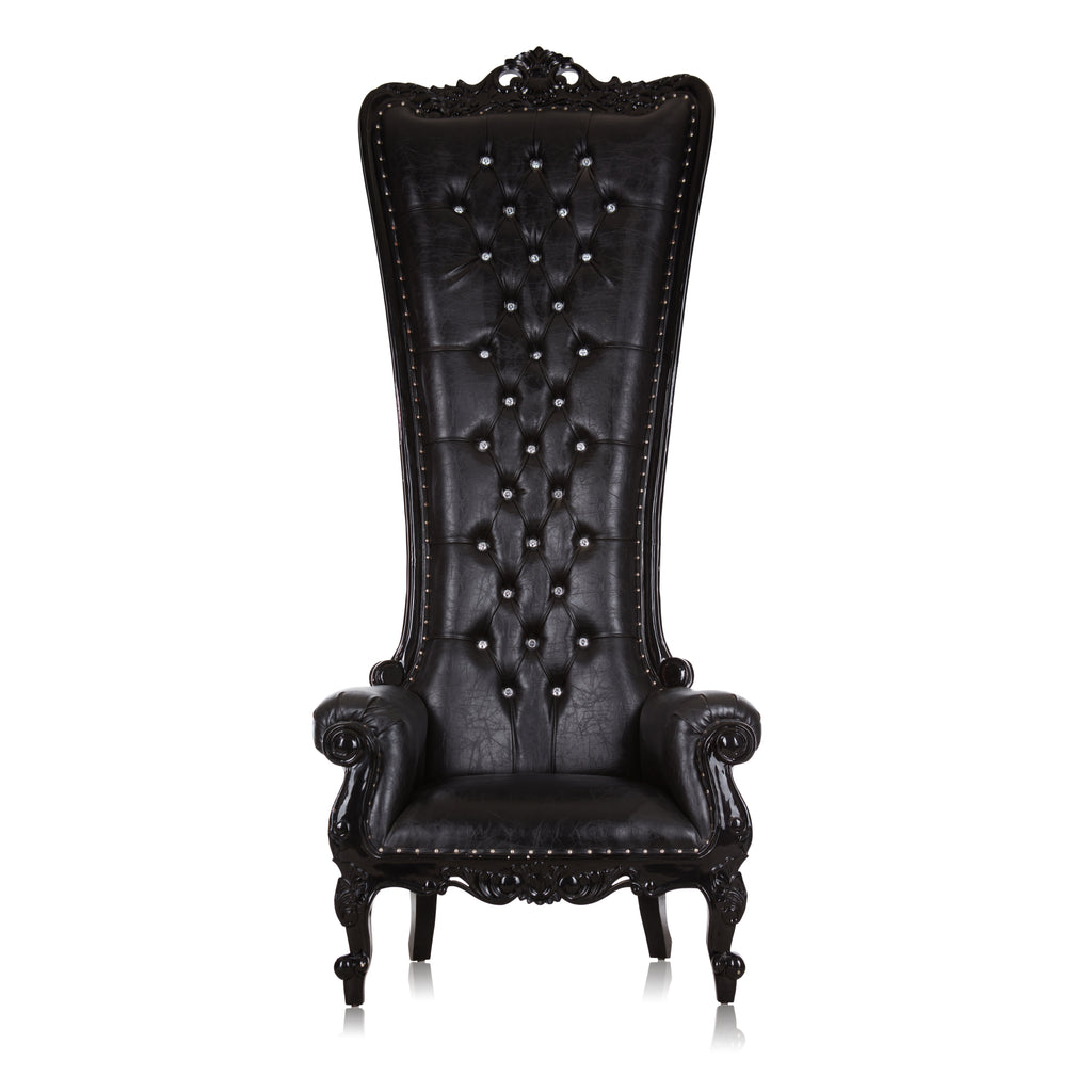 "Queen Tiffany 108""  Throne Chair - Black / Black