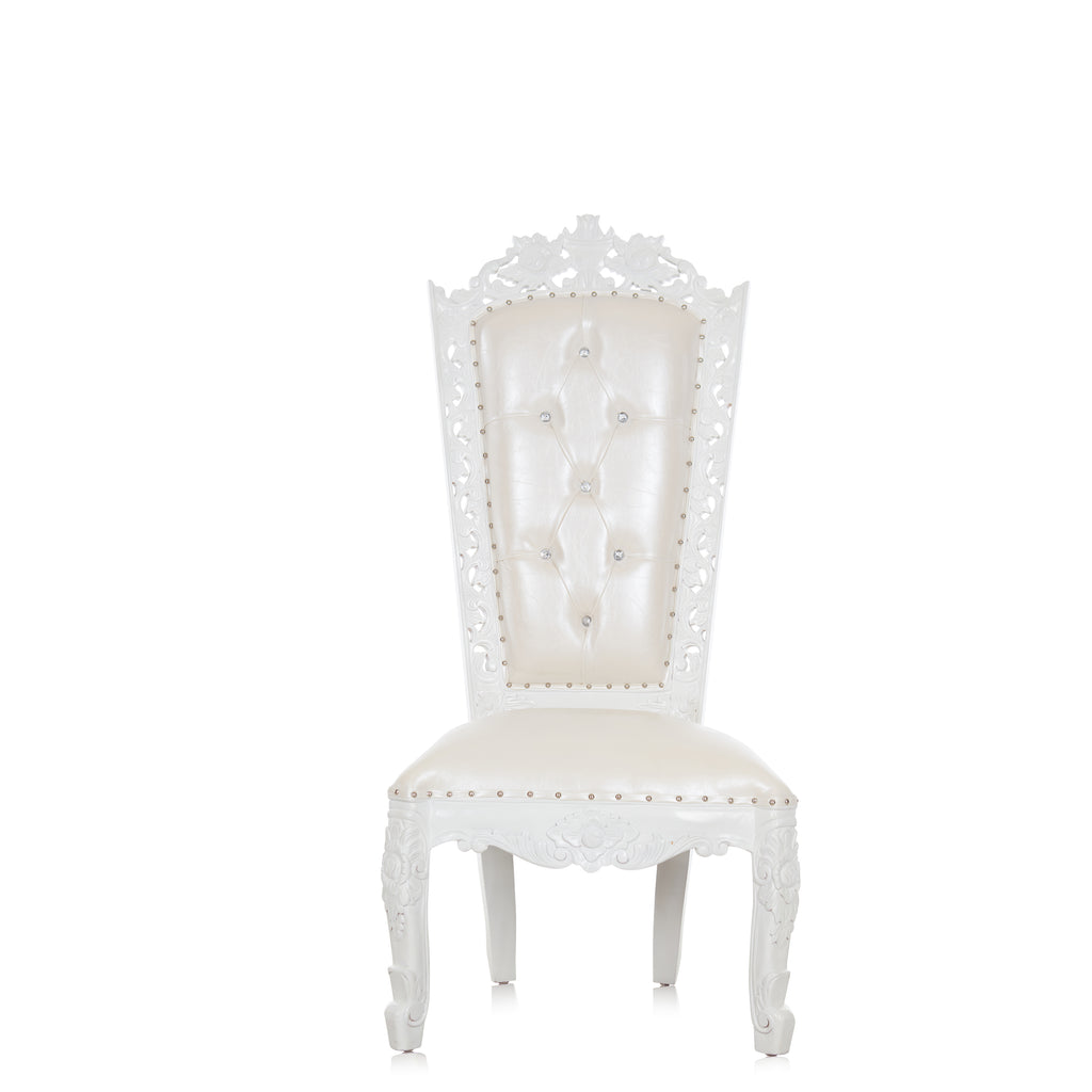 "Queen Raquel" Armless Throne - White / White