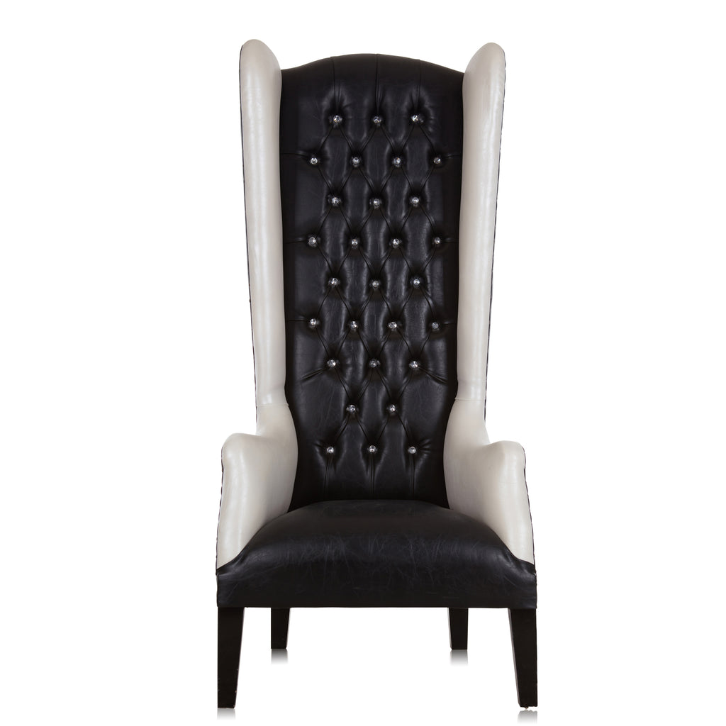 "Tuxedo” Wing Back Throne Chair - Black / White