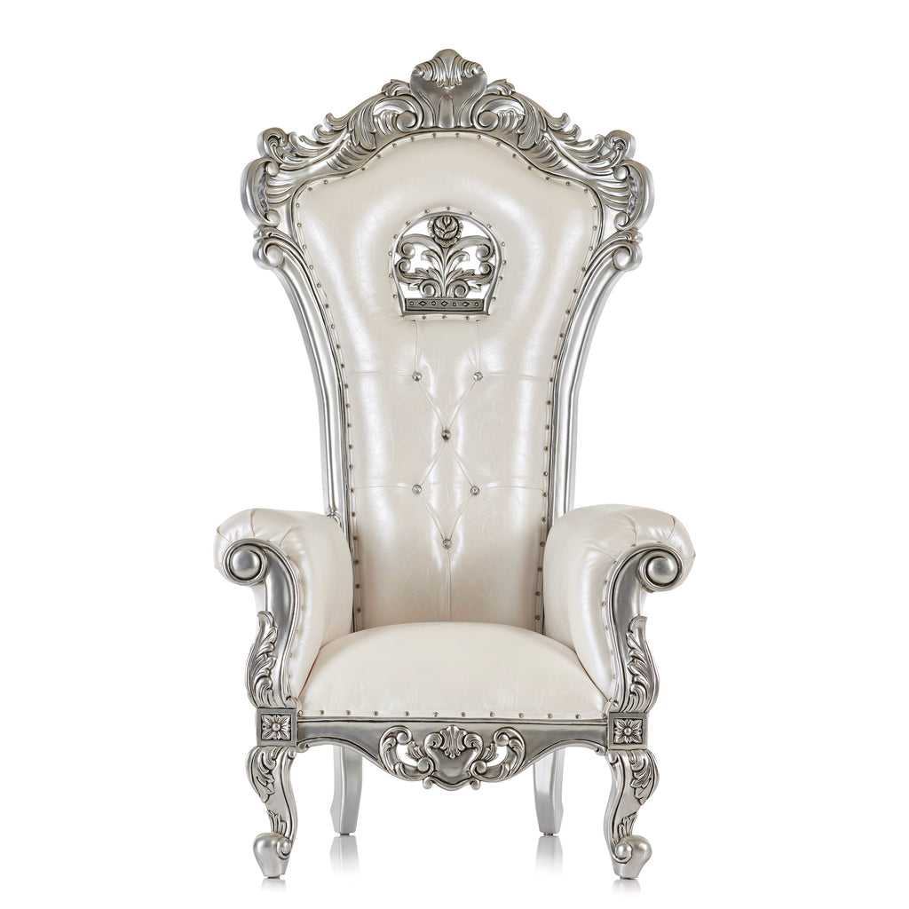 "Queen Babette" Throne Chair - White / Silver