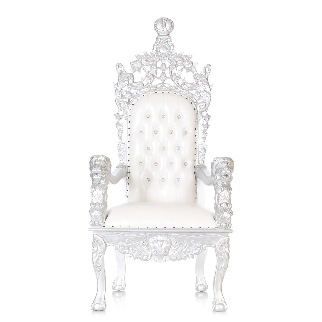 "Cassandra" Throne Chair - White / Silver