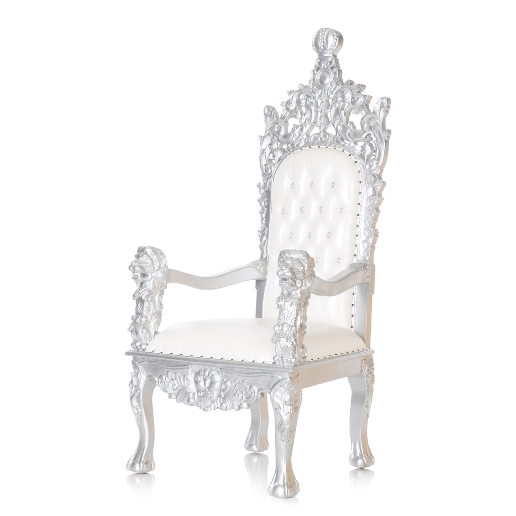 "Cassandra" Throne Chair - White / Silver