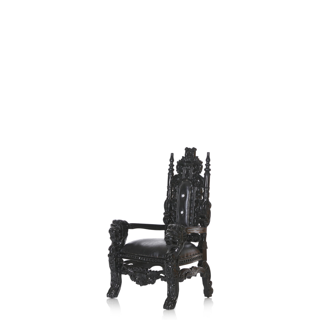 "Mini King David" Lion Throne Chair - Black / Black