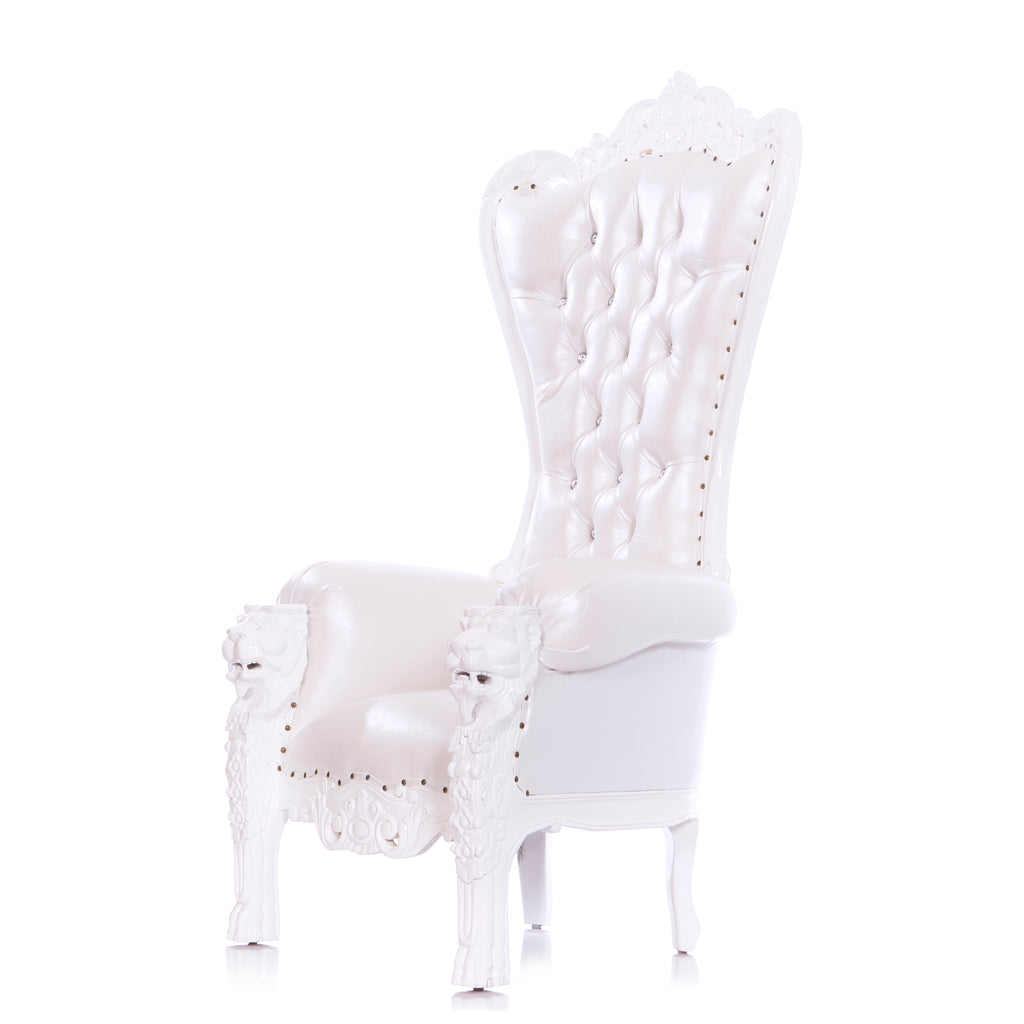 "Queen Tiffany" Lion Throne Chair - White / White