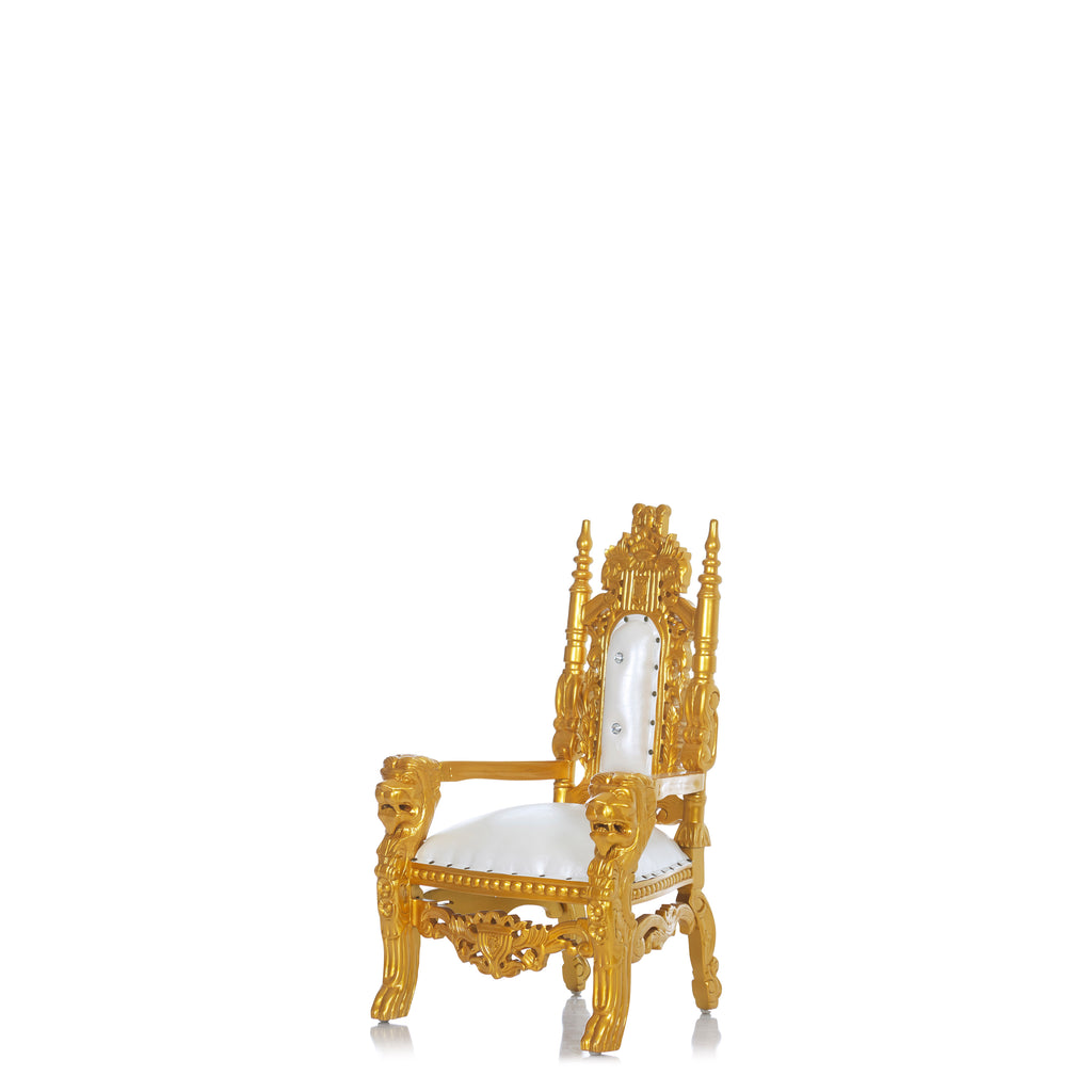 "Mini King David" Lion Throne Chair - White / Gold