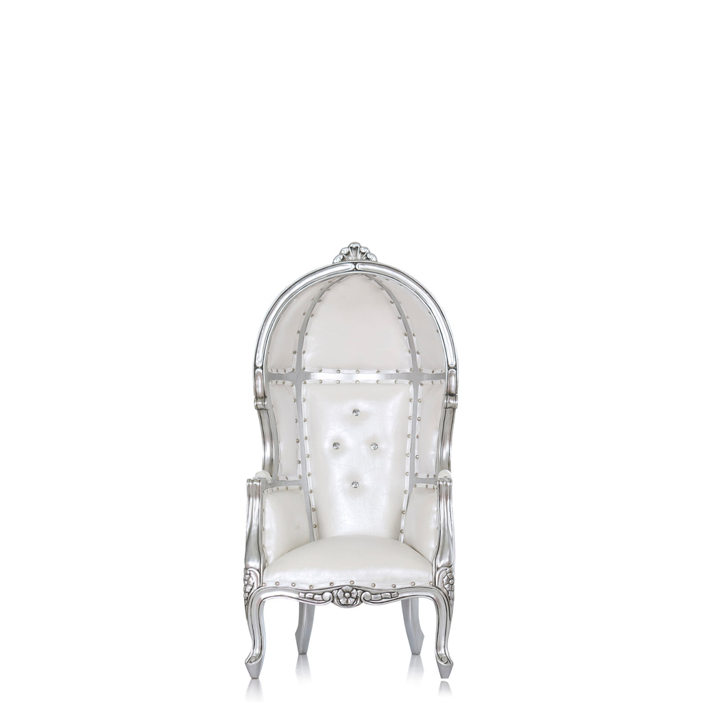 "Mini Canopy" Kids Throne Chair - White / Silver