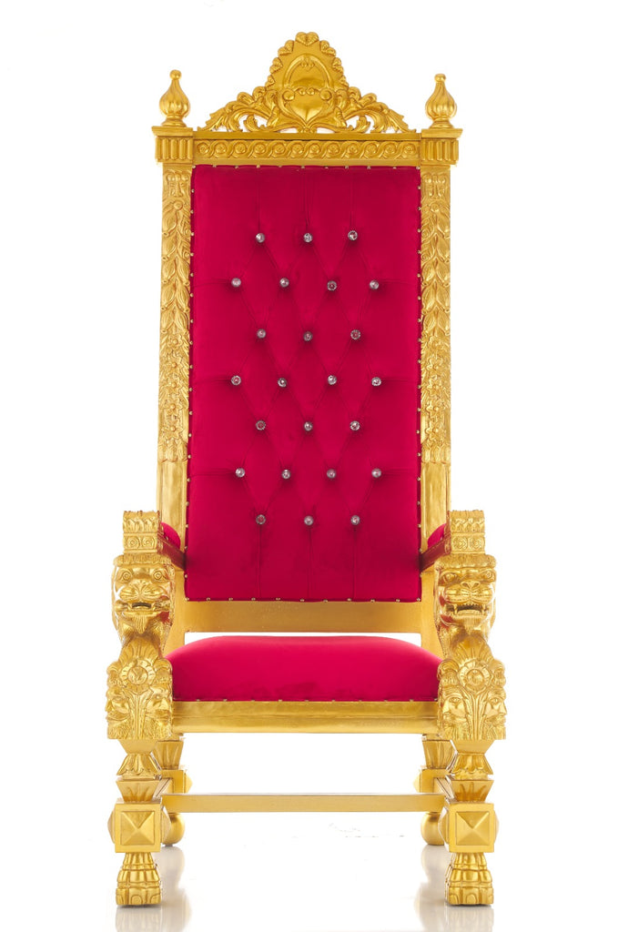 "King Kong" 88" Throne Chair - Red Velvet / Gold