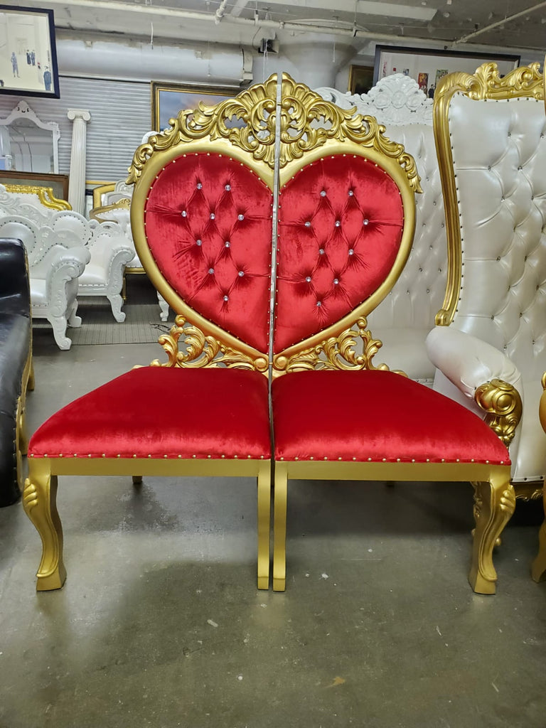 "Sweetheart" Party Chair- Red Velvet / Gold