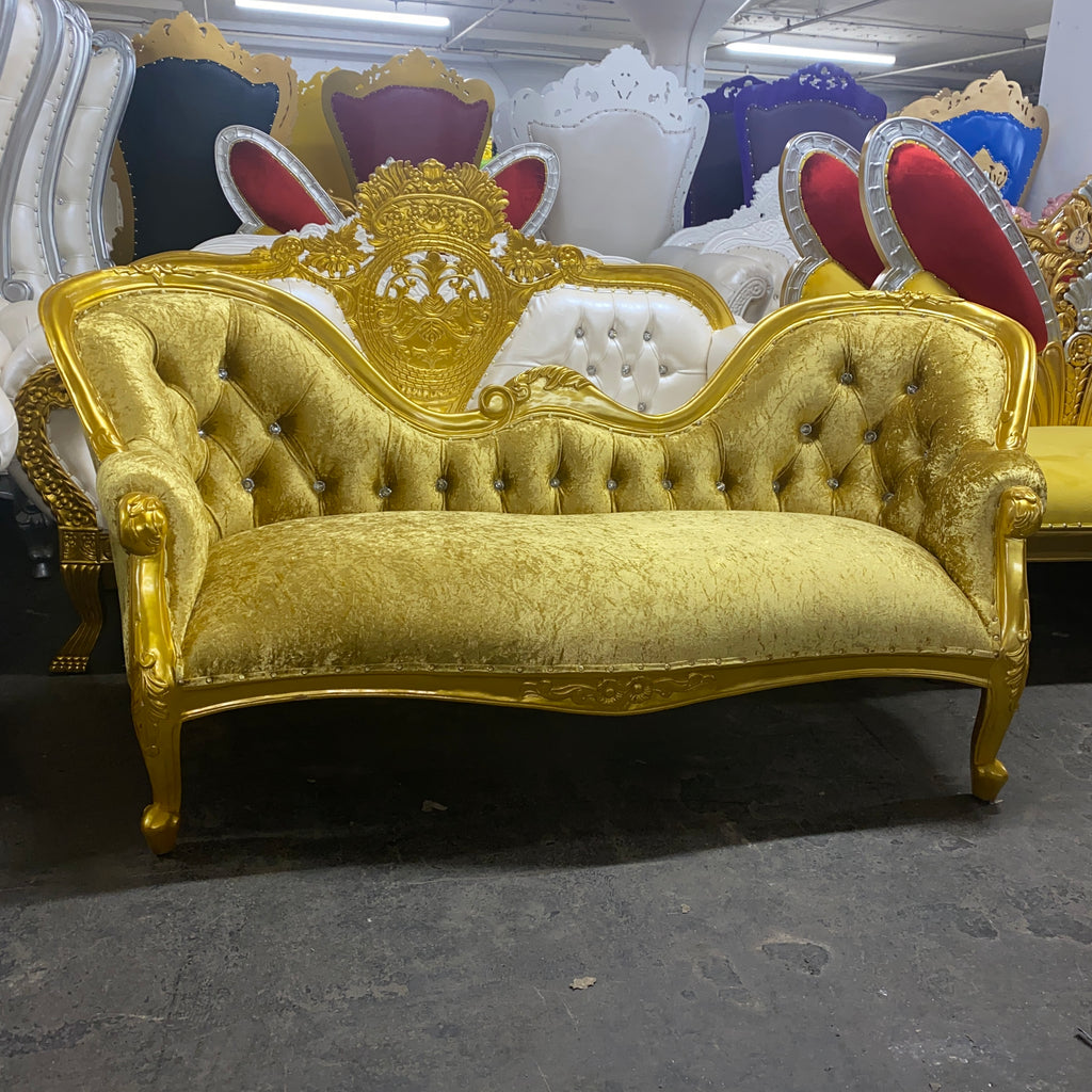 "Monaco" Royal Chaise Lounge - Gold Velvet / Gold