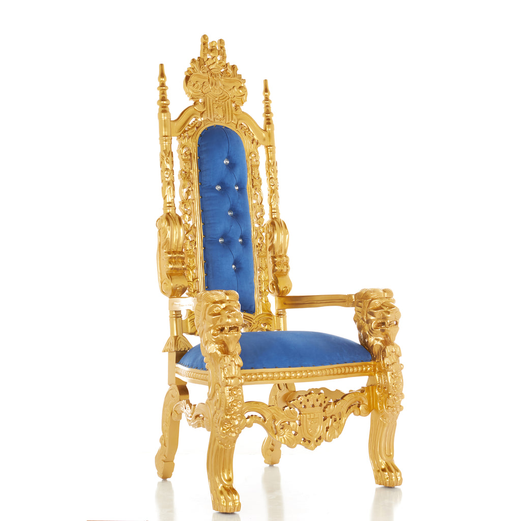 "King David" Lion Throne Chair - Blue / Gold