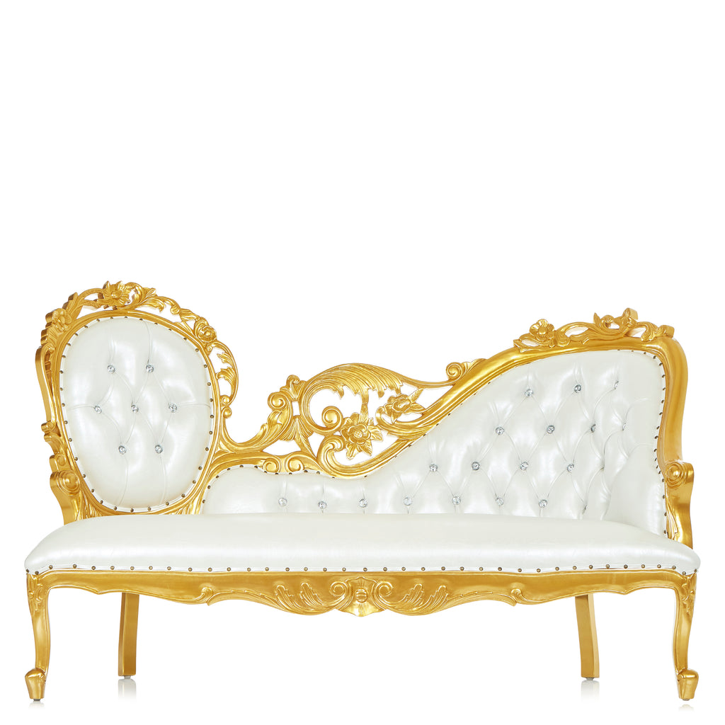 "Queen Natalia" Royal Chaise Lounge - White / Bright Gold