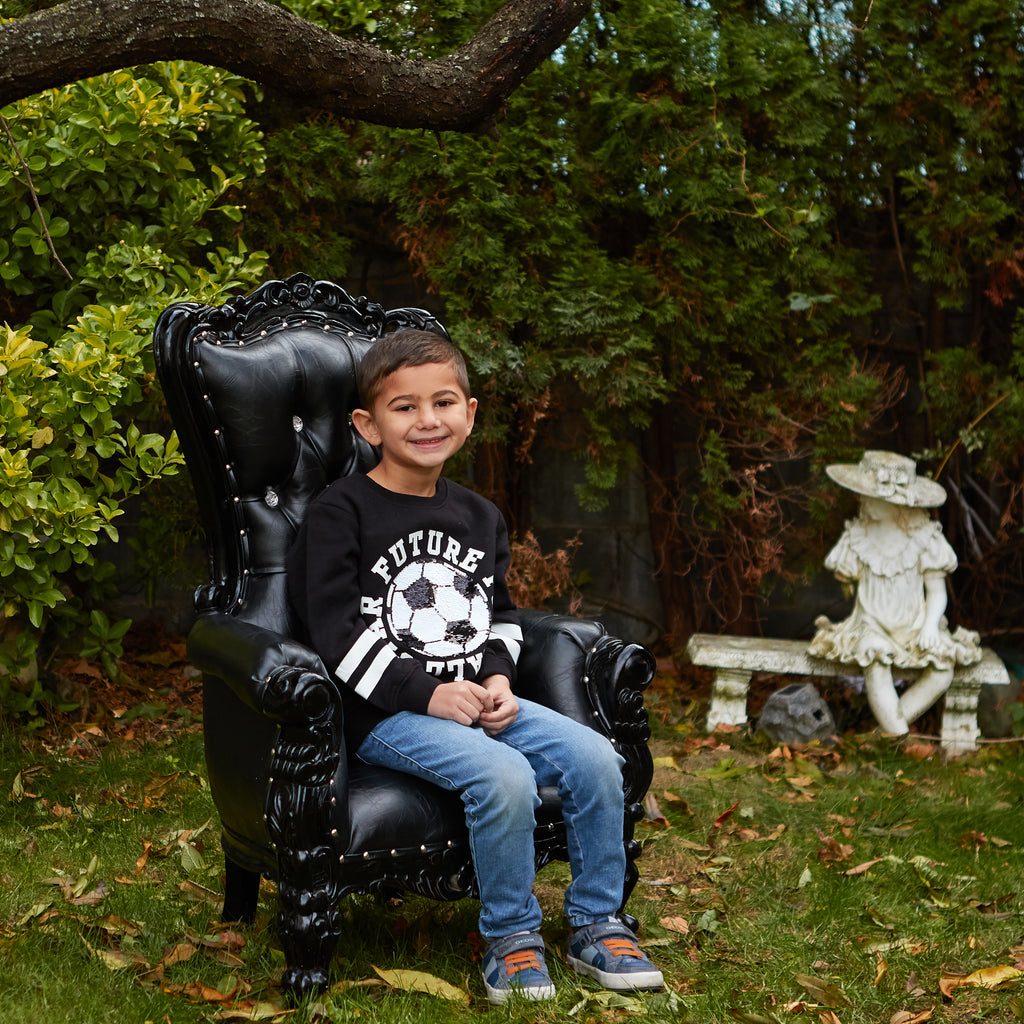 "Mini Tiffany 33" Kids Throne Chair - Black / Black