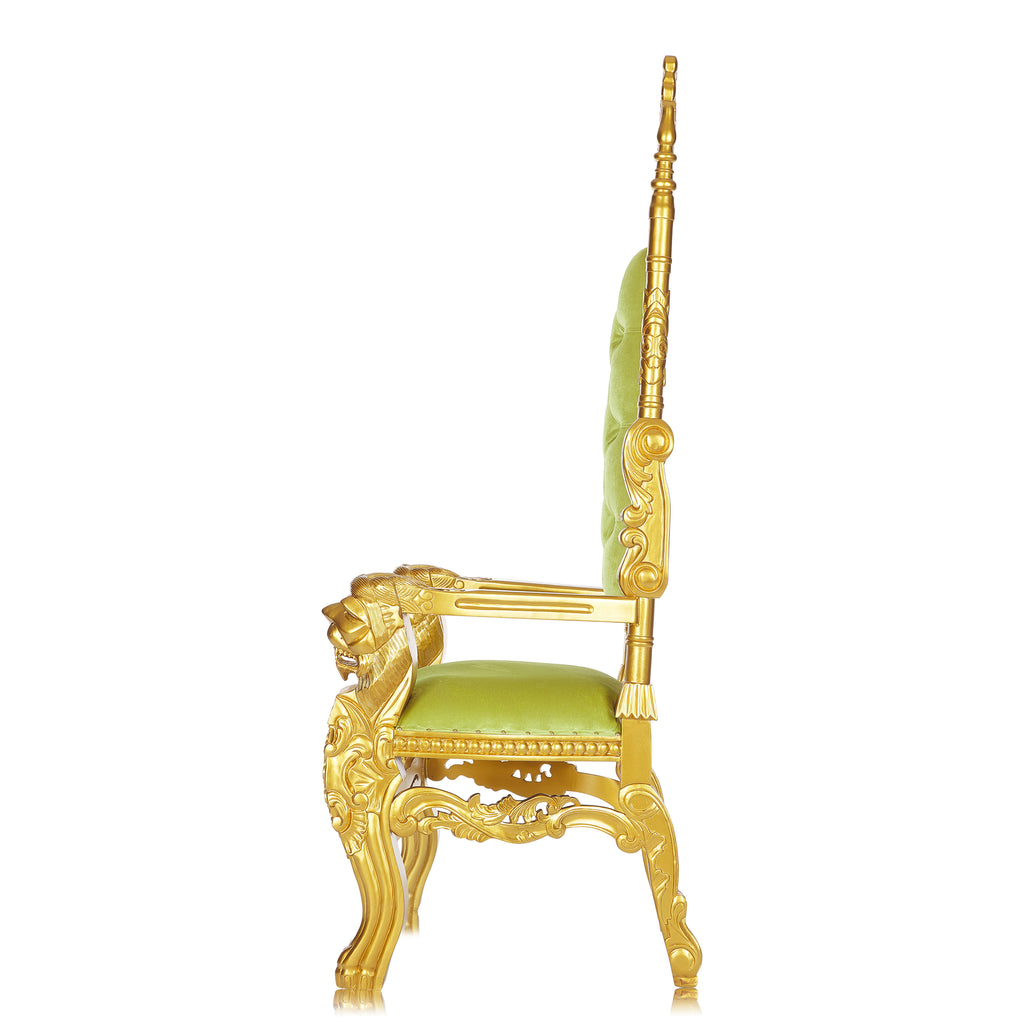 "King David" Lion Throne Chair - Light Green Velvet / Gold