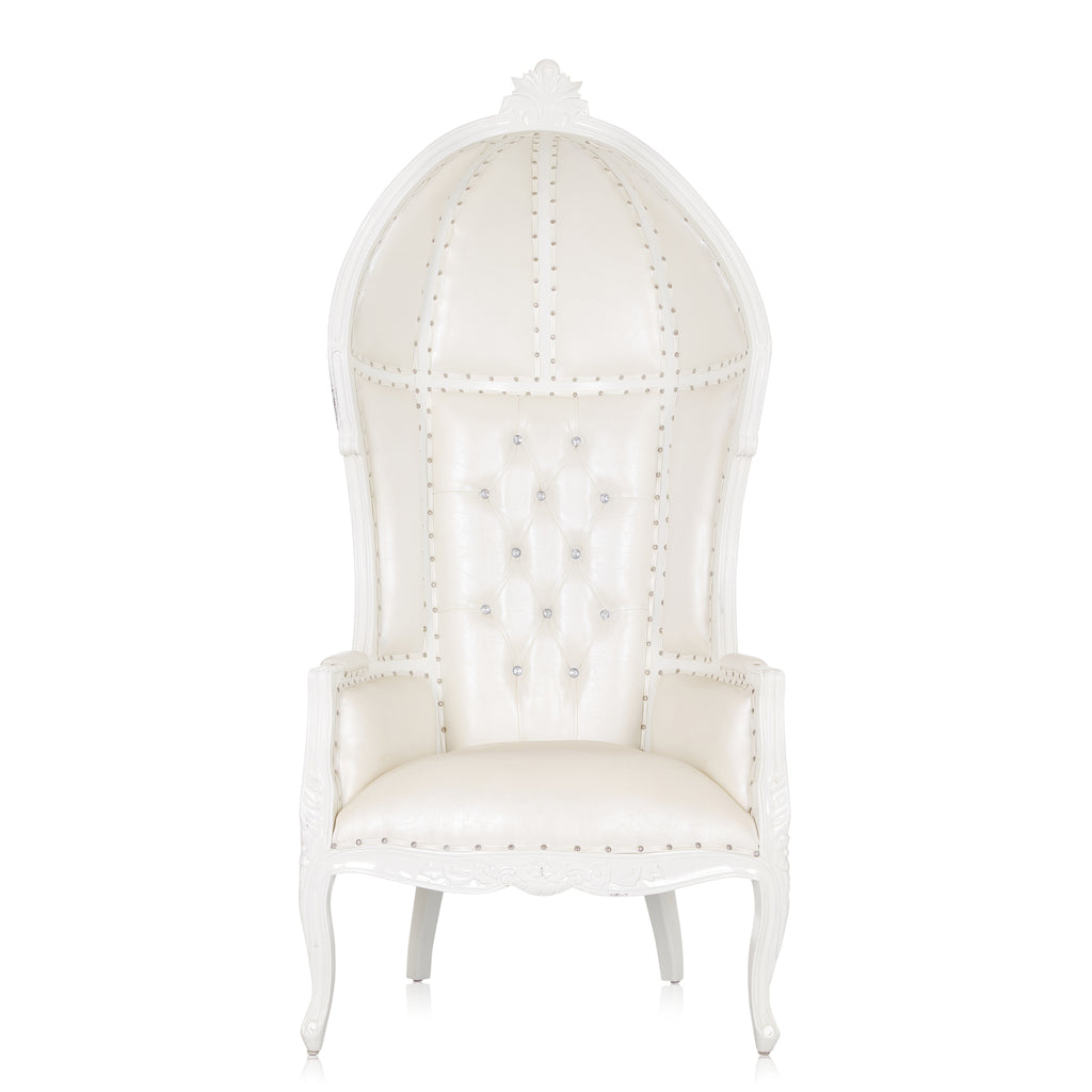 "Cobra Hooded Canopy" Throne Chair - White / White