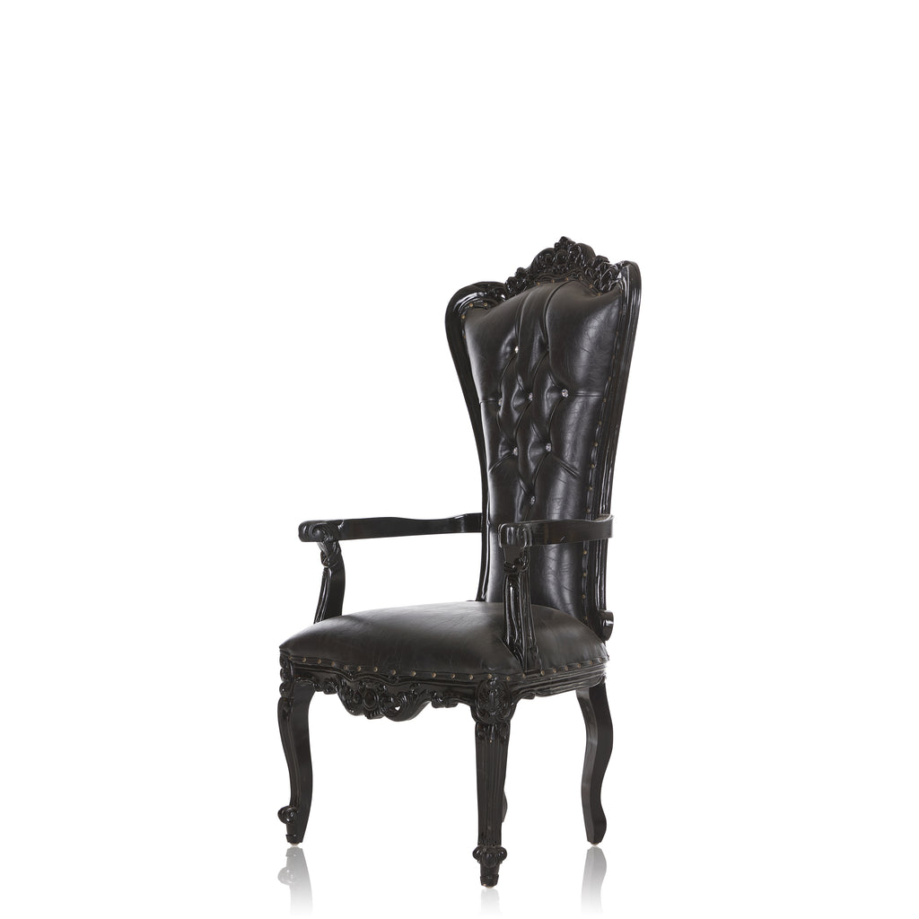 "Valentina" Accent Arm Throne Chair  - Black / Black
